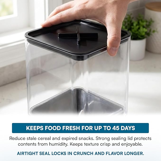 Honey-Can-Do Zevro Compact Dry Food Dispenser, Single Control, Black/Chrome