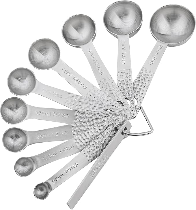 Measuring Cups and Spoons set, 18/8 Stainless Steel Measuring Cups and Spoons, Metal Measuring Tools for Kitchen & Baking, Metric & US Measure Cups and Spoons Set for Dry & Liquid