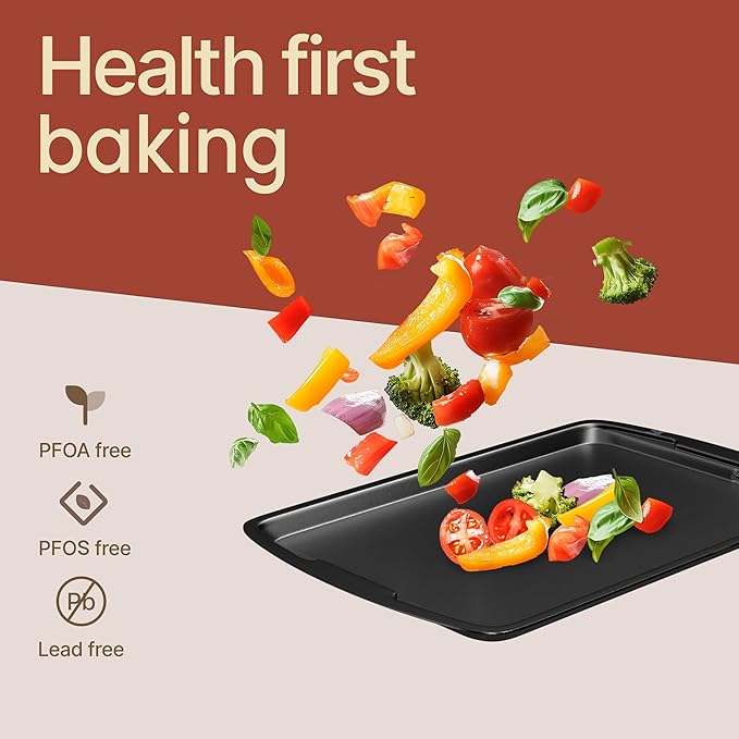 Gray 10-Piece Bakeware Sets, Nonstick Carbon Steel Baking Sheet & Pans, Stackable Space-Saving Bakeware, Dishwasher Safe, Stain-resistant, PFOAPFOSPTFE Free, Oven Safe Up To 450°F (230°C)