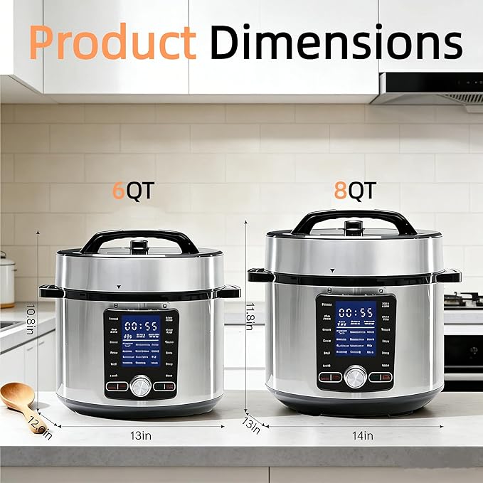 HealSmart 24-in-1 Electric Pressure Cooker 6.3 Quart, Non-Stick Stainless Steel Multi Cooker for Slow Cooking, Yogurt Maker, Steam, Rice, Bake, Dishwasher Safe, Silver