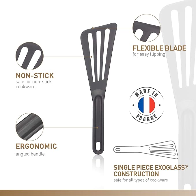 Matfer Bourgeat Exoglass® High Temperature Pelton Spatula, Blue