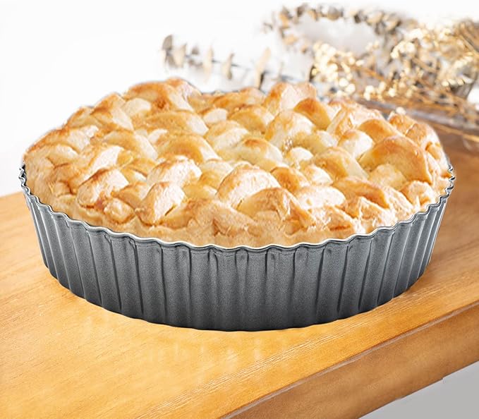 11 x 2 Inches Deep Dish Tart Pan Set of 2, Nonstick Tall Tart Quiche Pan, Carbon Steel Deep-dish Pie Pan with Removable Loose Bottom for Baking Thanksgiving Christmas
