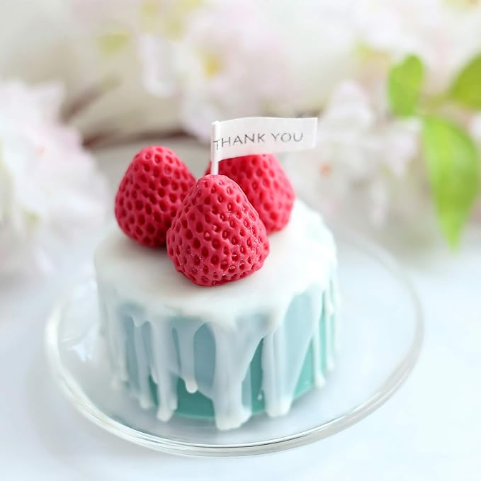 2 Pieces 3D Strawberry Silicone Mold,Food Grade Safety Silicon Materials for Baking Mousse Dessert Molds Ice Cube Jello Cake Chocolate Truffle Mold Pastry Fruit Shape Ice Cream Mould