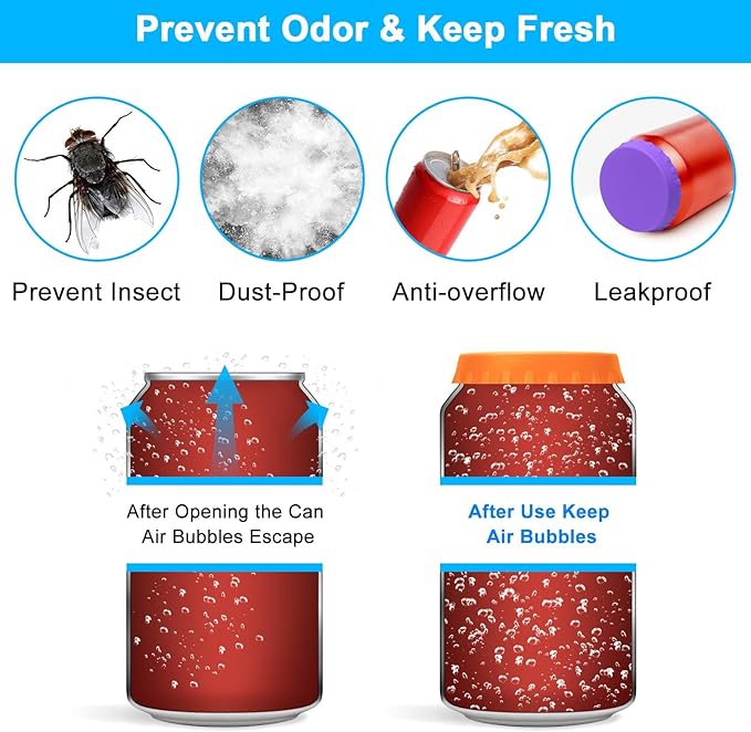 Silicone Soda Can Cover Lids, 12 Pack Reusable Soda Can Lids Beer Can Covers Pop Can Covers, BPA Free Silicone Can Cover, Stopper and Protector for Beer, Beverage, Juice, Fits Standard Cans