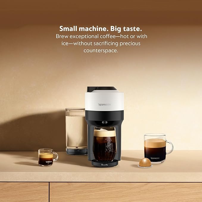 Nespresso Vertuo Pop+ Coffee and Espresso Maker by Breville, Coconut White Descaling Kit