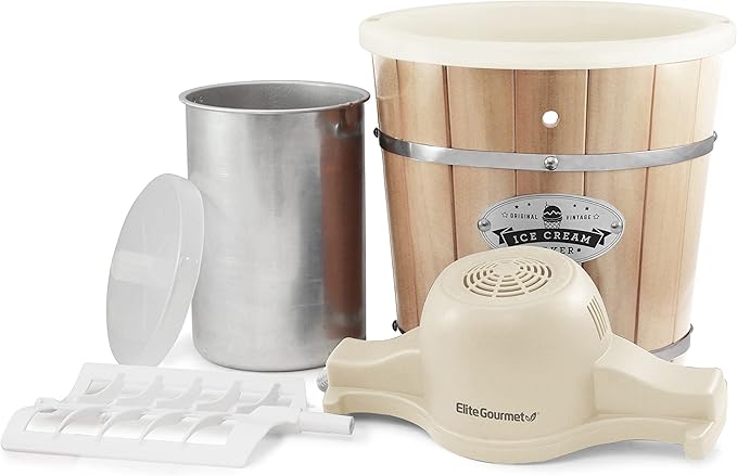 Elite Gourmet EIM-924LX 4 quart Old Fashioned Electric Ice Cream Maker, Pine Bucket