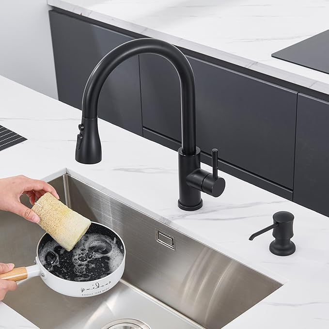 Ultimate Unicorn Soap Dispenser (Matte Black) for Kitchen Sink, with Liquid Hand & Dish Bottle.
