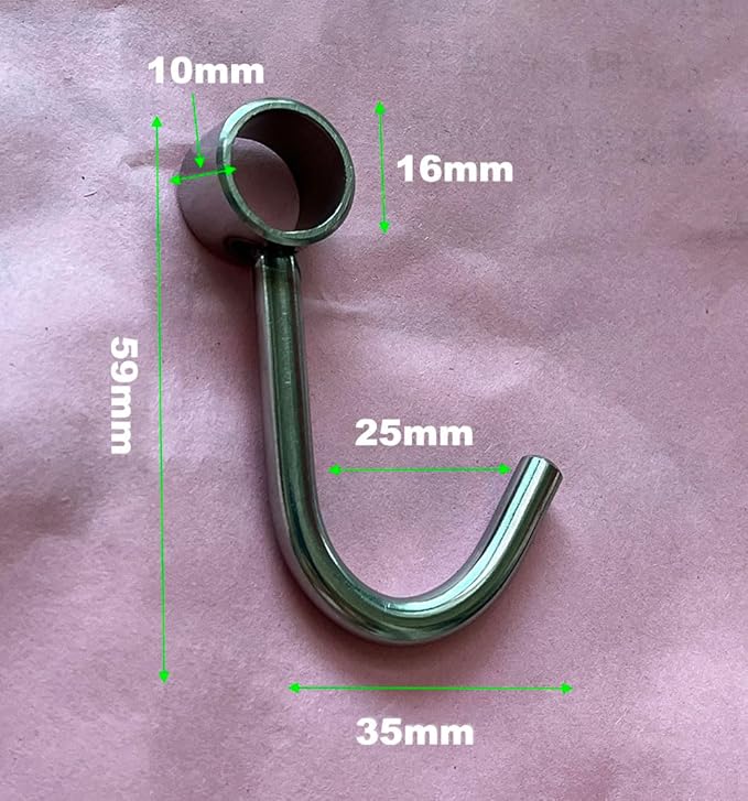 42cm 16.5" Premium Stainless Steel Kitchen Tool Utensil Organizer Bar Rack with Movable Hooks for Pan Pot Spoon Towel (C Tall 7 Hooks)