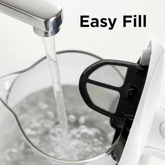 OVENTE Electric Kettle, 1.5L Borosilicate Glass Countertop Water Heater and Boiler for Coffee or Tea, BPA-Free, Auto Shut-Off, Boil-Dry Protection, Removable and Washable Spout Filter, White KG83W