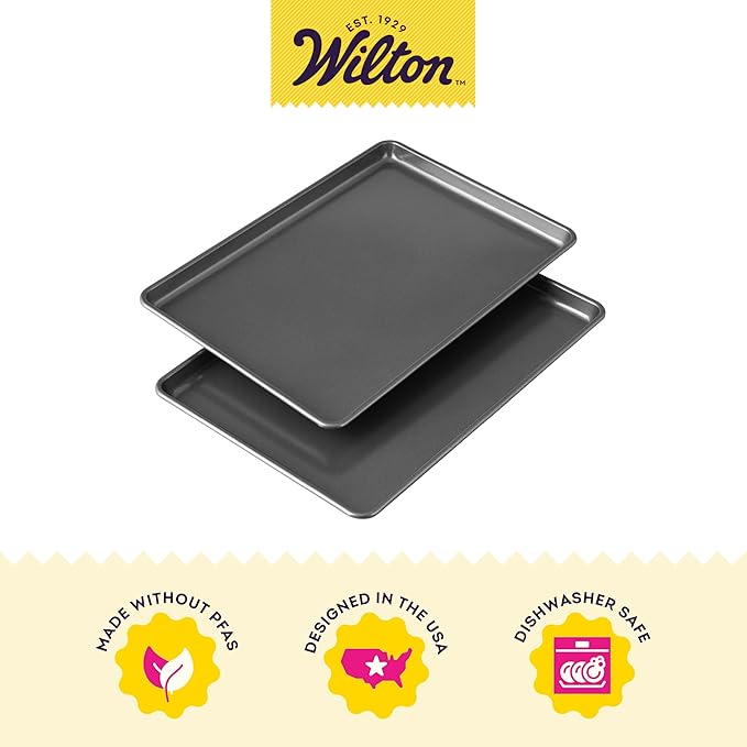 Wilton Easy Layers Sheet Cake Pan, Rectangle Sheet Pan, 2-Piece Baking Sheets Set, Steel