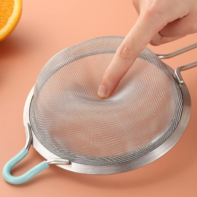 304 Stainless Steel 5.51 inch Fine Mesh Strainers for Kitchen, Colander-Skimmer with Handle, Sieve Sifters for Food, Tea, Rice, Oil, Noodles, Fruits, Vegetable 5.5 inch