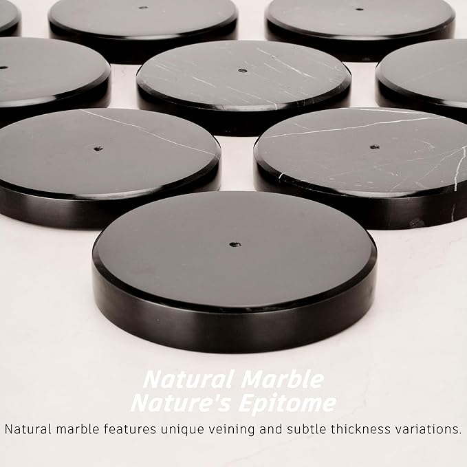 Paper Towel Holder Countertop, Heavy Weighted Black Marble Paper Towels Holder for Kitchen Counter, Modern Standing Papertowel Roll Holders(Matte Black Stainless Steel Bar, Black Natural Marble Base)