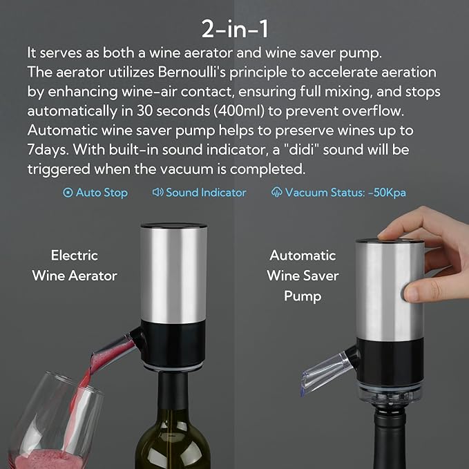 Electric Wine Aerator Dispenser and Wine Aerator