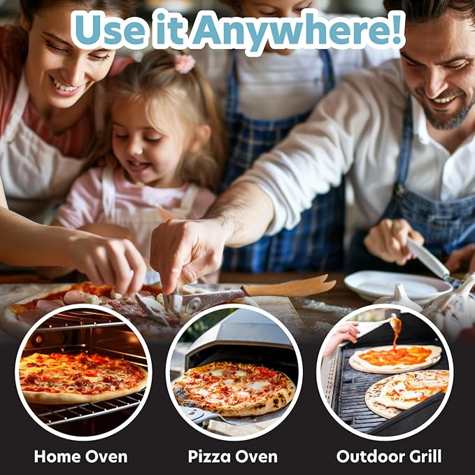 Pizza Stone for Oven, Grill, BBQ - Round 5/8 Inch Extra Thick Baking Stone w Safe Even Heating- XL 16.5" Pan for Crispy Crust, Heavy Duty Cordierite Holds High Temp- Kitchen Essential Must Have Gift