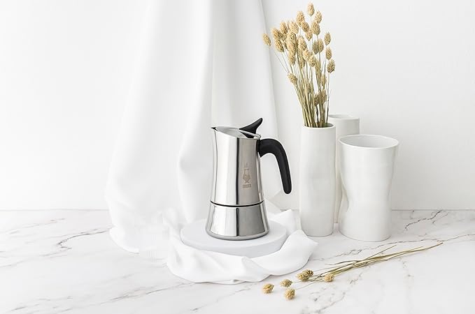 Bialetti Moon Exclusive Induction Stainless Steel Moka Pot, Stovetop Espresso Maker, Italian Coffee Maker, 4 Espresso Shots, (5.7 Oz - 170 ml), Compatible with All Stovetops, Silver