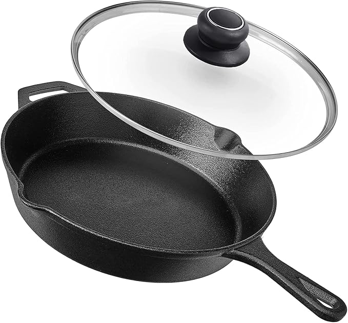 10.5 Inch Glass Lid for Frying Pan, Fry Pan, Skillet, Pan Lid, Fits Pot, Cast Iron Skillets 10.5", Clear