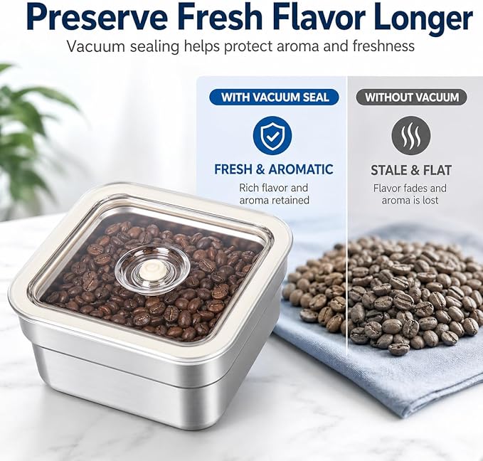 Vacuum Sealed Food Storage Container with Air Valve (1600ml)，Works With Handheld Vacuum Sealer Machine(Vacuum Sealer Not Included)