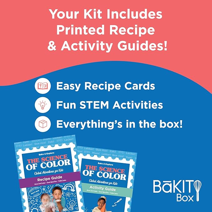 BāKIT Box Aurora Swirl Cookies Baking Kit for Kids, STEM Science of Color Educational Activity Kit, Learn Chromatography, Color Mixing, & More, Includes Organic Food Coloring with Spirulina, Ages 6–13