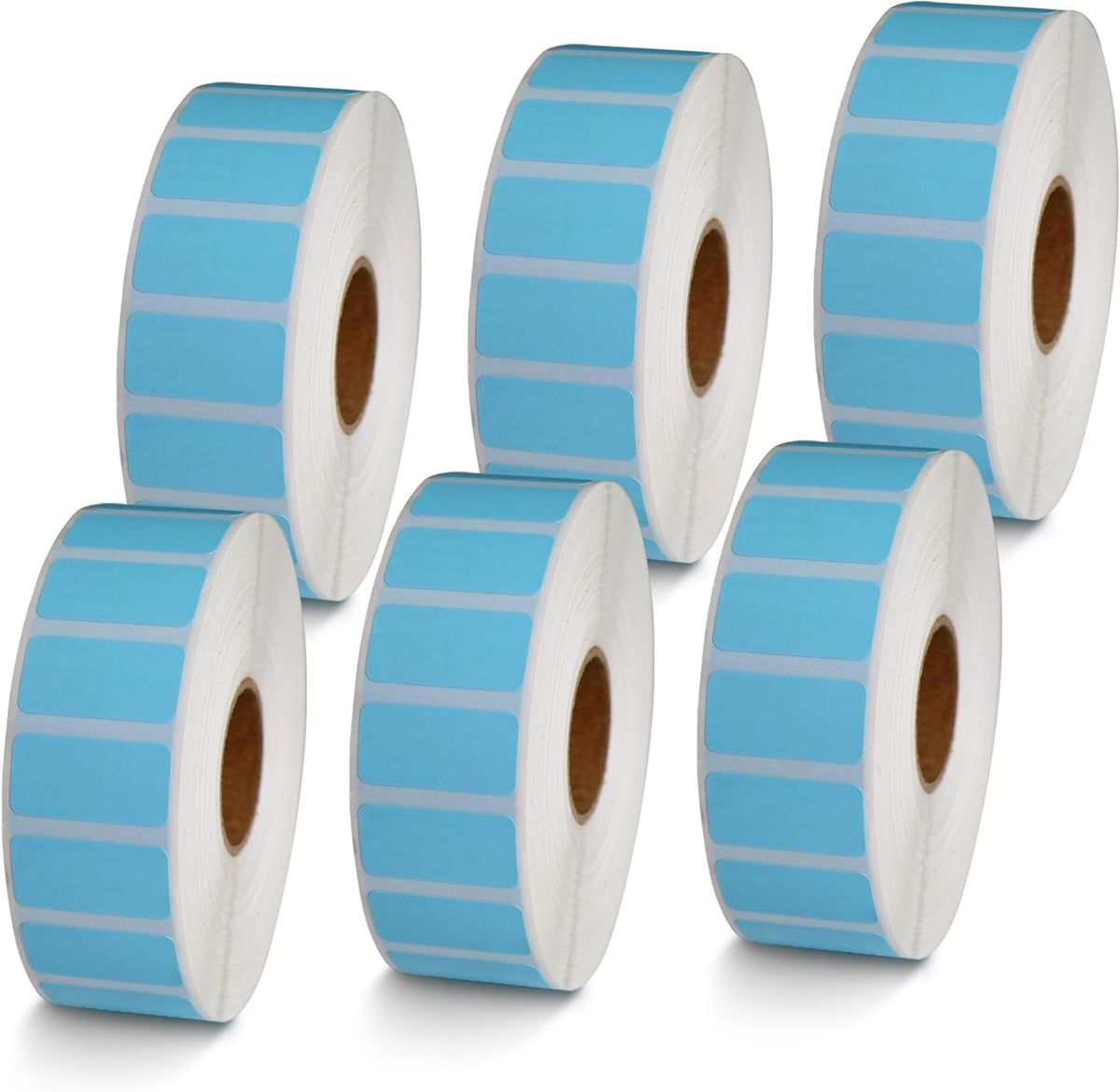 BETCKEY - 1" x 0.5" Small Labels Compatible with Zebra & Rollo Label Printer, Premium Adhesive & Perforated[Light Blue, 6 Rolls, 14580 Labels]