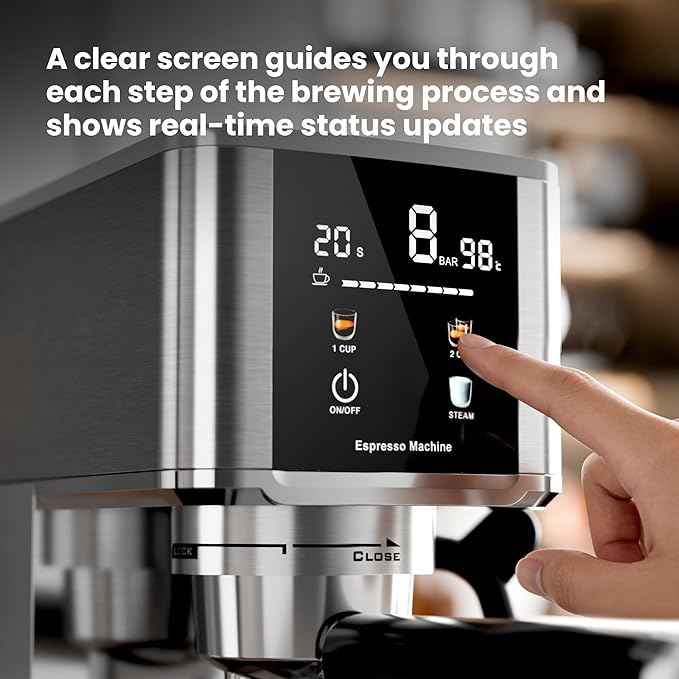 Kismile 20-Bar Espresso Machines,Professional Espresso Maker with Milk Frother Steam Wand for Latte&Cappuccino,Coffee Machine with Removable Water Tank for Home/Office