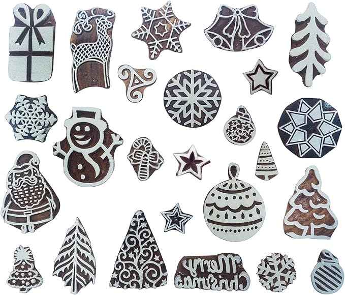 Royal Kraft Christmas Wooden Block Printing Stamps (Set of 25) Bulk01_25D