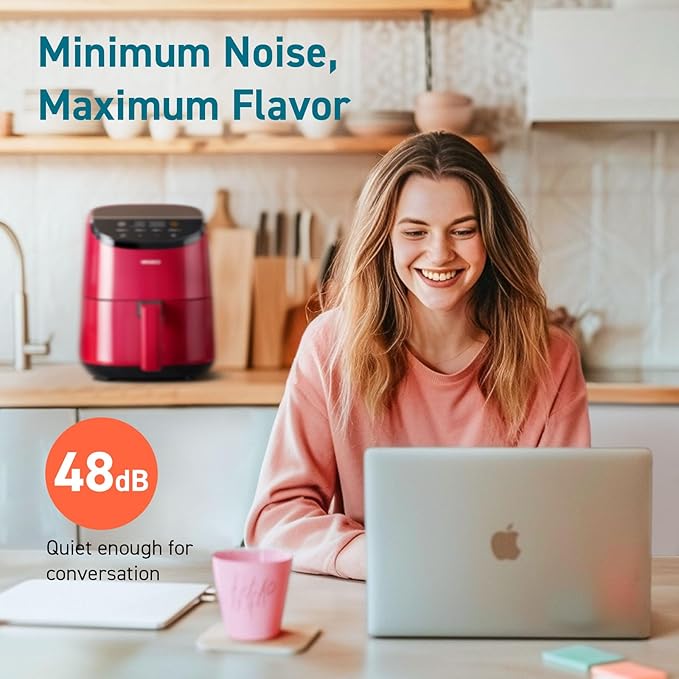 COSORI Small Air Fryer Oven 2.1 Qt, 4-in-1 Mini Airfryer, Bake, Roast, Reheat, Space-saving & Low-noise, Nonstick and Dishwasher Safe Basket, 97% less oil, Sticker with 6 Reference Guides, Red