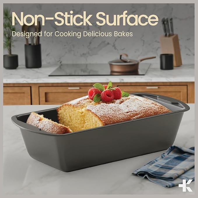 Loaf Pan Set 4-Piece - Deluxe Nonstick Carbon Steel Bakeware for Perfect Bread and Cakes – Dishwasher Safe, Premium Pans for Home Baking