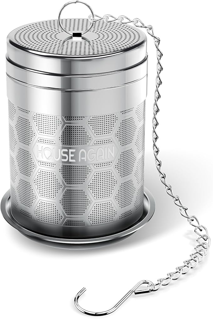 House Again Large Tea Infusers, Extra Fine Mesh Tea Strainers for Loose Tea, Slim Threaded Lid & 304 Stainless Steel, Filter Bags Diffusers, Loose Leaf Tea Steeper for Brew Tea Spices & Seasonings
