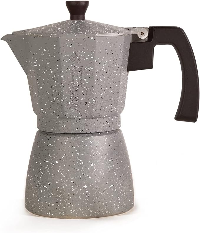 Holstein Housewares - 6 Cup Aluminum Stovetop Espresso Maker and Moka Pot - Great Tasting Traditional Espresso Coffee, Italian and Cuban Café Brewing in Minutes, Silver