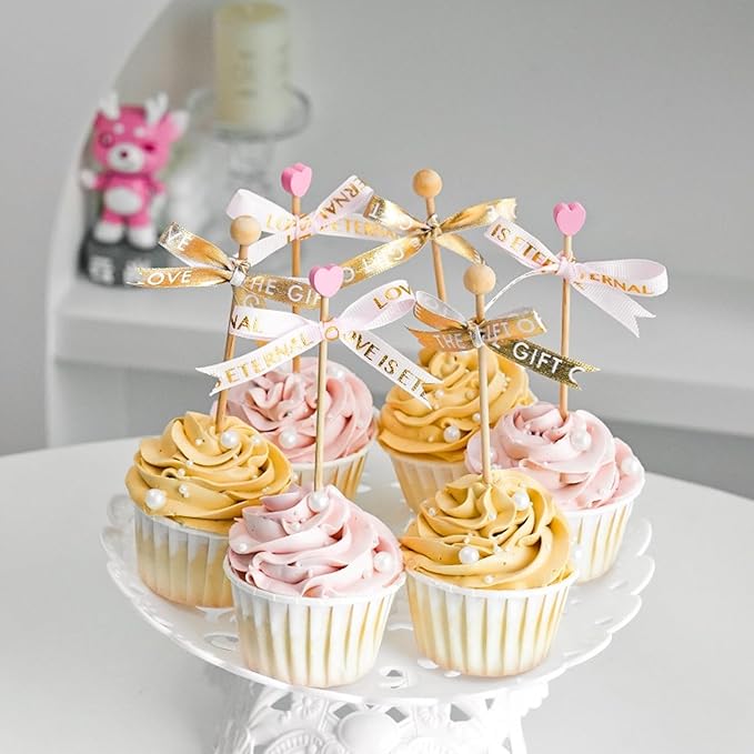 100 Pcs 6 Inch Pink Heart Shaped Valentine's Day Wooden Swizzle Sticks, Cocktail & Coffee Drink Stirrers, Rock Candy Sticks, Cake Pop Sticks, Lollipop Sticks for Anniversary, Wedding Party