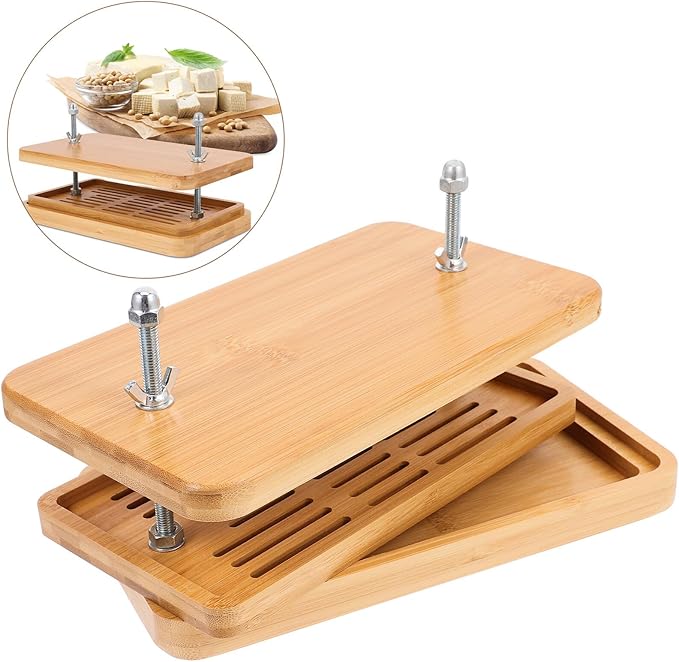 OSALADI Tofu Press and Drainer with Adjustable Pressure, 26x15cm Soybean Curd Mold for Homemade Bean Curd Making, 3-layer Drainage Tray Kitchen Tool for Home Tofu Maker