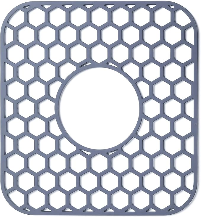Bestjing Silicone Sink Protectors for Kitchen Sink with Center Drain - 12" x 11" Kitchen Grid Accessory, Non-Slip Heat-Resistant Mat for Bottom of Porcelain Stainless Steel, Dishwasher Safe
