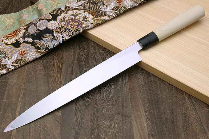Yoshihiro Shiroko High Carbon Steel Kasumi Yanagi Magnolia Handle Sushi Sashimi Chef Knife (10.5'' (270mm))