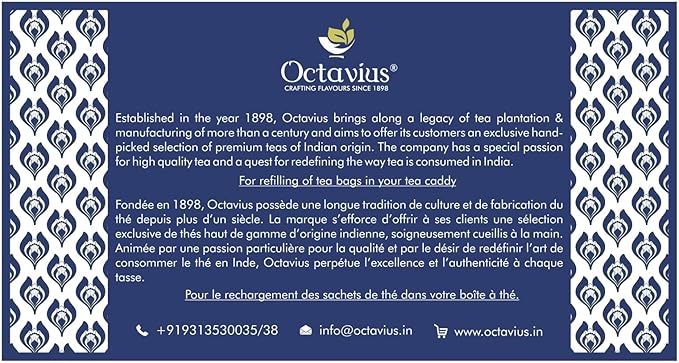 Octavius Floral Cutwork Wooden Tea Sampler Box | Tea Variety Pack Sampler | Green & Black Tea Assortment Gift Box | Perfect For Gifting & Personal Consumption - 6 flavor & 90 bags
