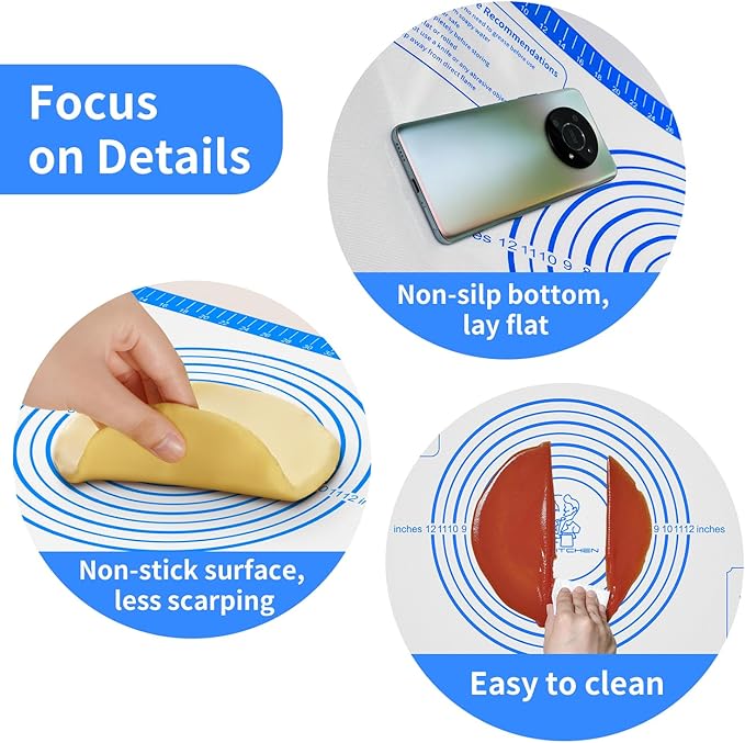 Non Stick Silicone Pastry Mat, Silicone Macaron Baking Mat for Making Pizza Cookie Bread,Pie Crust Oven Liner, Mat Non-Slip Fondant Mat Extra Large 32" x 24"