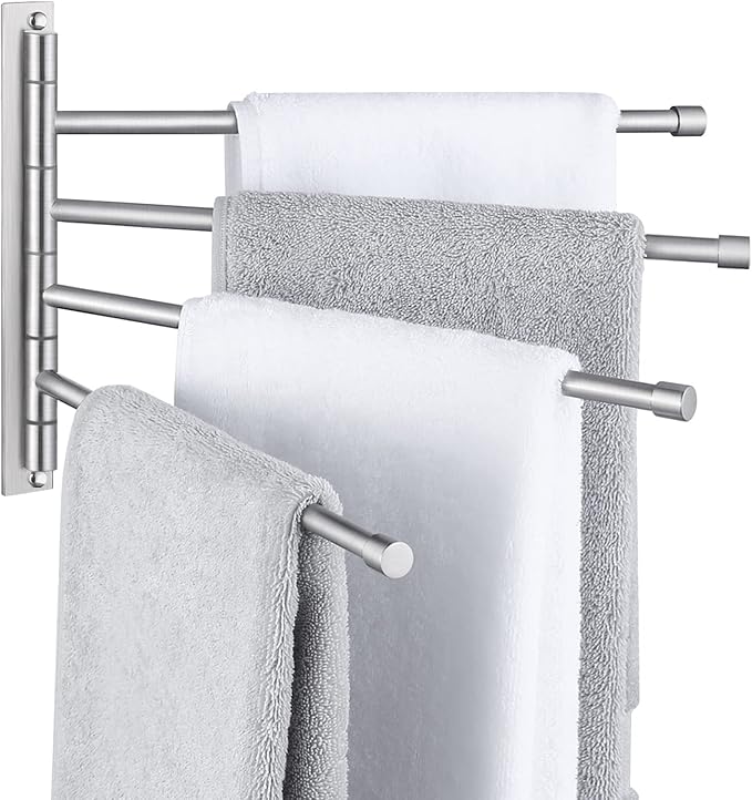 KES Bathroom Swivel Towel Rack 13.8 Inch Swing Arm Wall Mount Swing Out 4-Arm Towel Holder, SUS304 Stainless Steel Brushed Finish, A2102S4-2