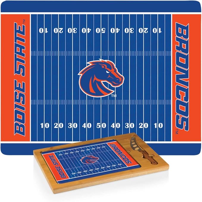 PICNIC TIME NCAA Icon Glass Top Cutting Board & Knife Set, Cheese Boards Charcuterie Boards, Serving Platter, (Parawood & Bamboo)