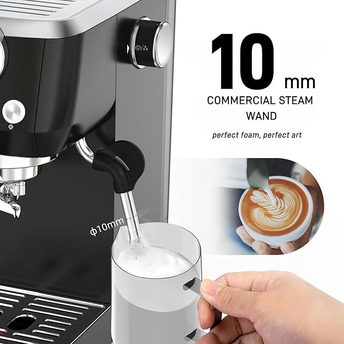 MAttinata Espresso Machine 20 Bar, Espresso Coffee Maker with Professional Milk Frother Steam Wand for Cappuccino & Latte, 49oz Removable Water Tank for Home, Black