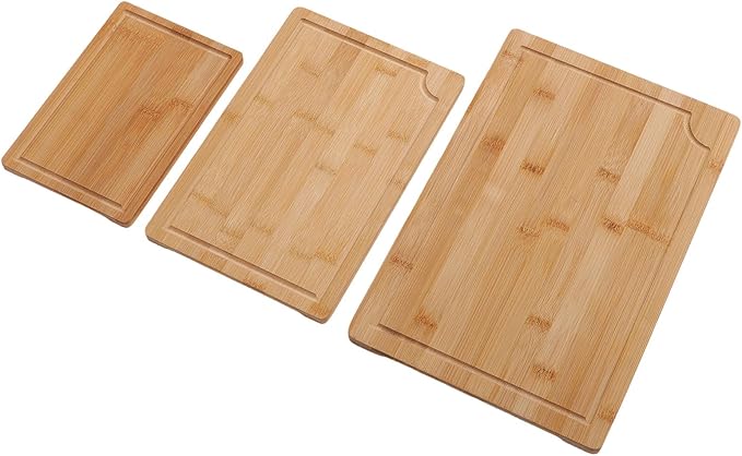 Wood Chopping Board Set With Grooves | Smooth Cleaver Friendly Cutting Boards In Three Sizes For Kitchen Prep And Serving