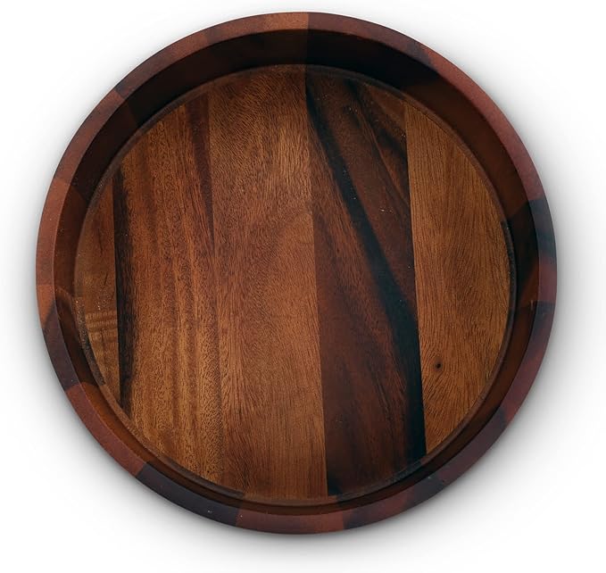 Arthur Court Acacia Wood Serving Bowl for Fruits or Salads Modern Round Shape Style 4.5 inch Tall x 11 inch Diameter Wooden Single Bowl