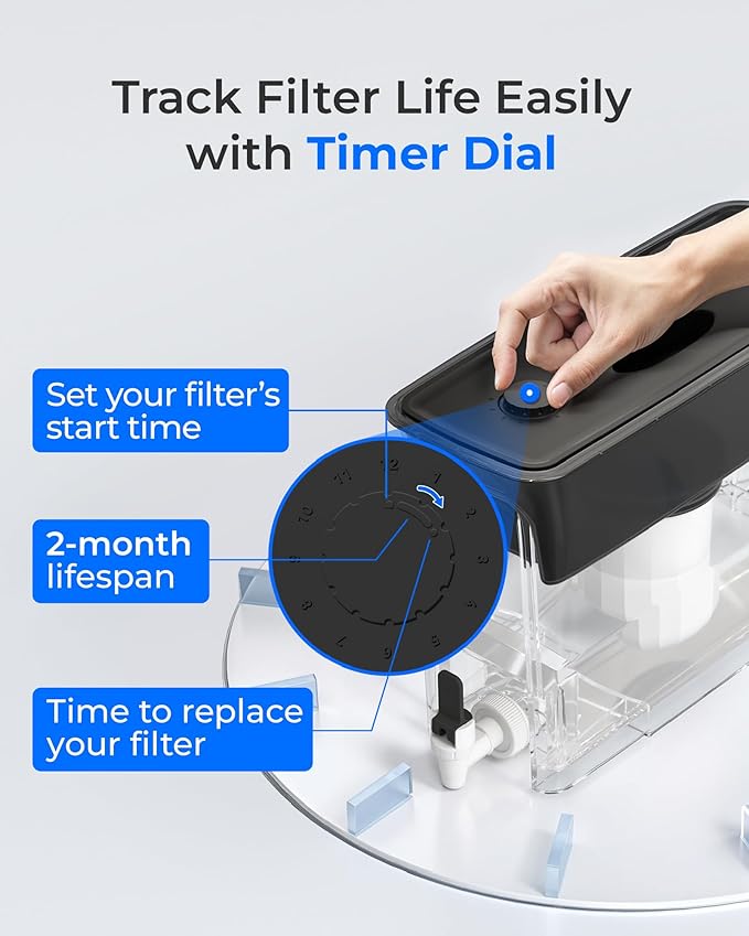 Waterdrop TDS Reduction Water Filter Pitcher, 6-Stage Advanced Filtration, Reduces TDS, Chlorine, PFOA/PFOS and More for Healthier, Lasts Up to 2 Months, 35-Cup, Long-Life Dispenser (with 1 Filter)