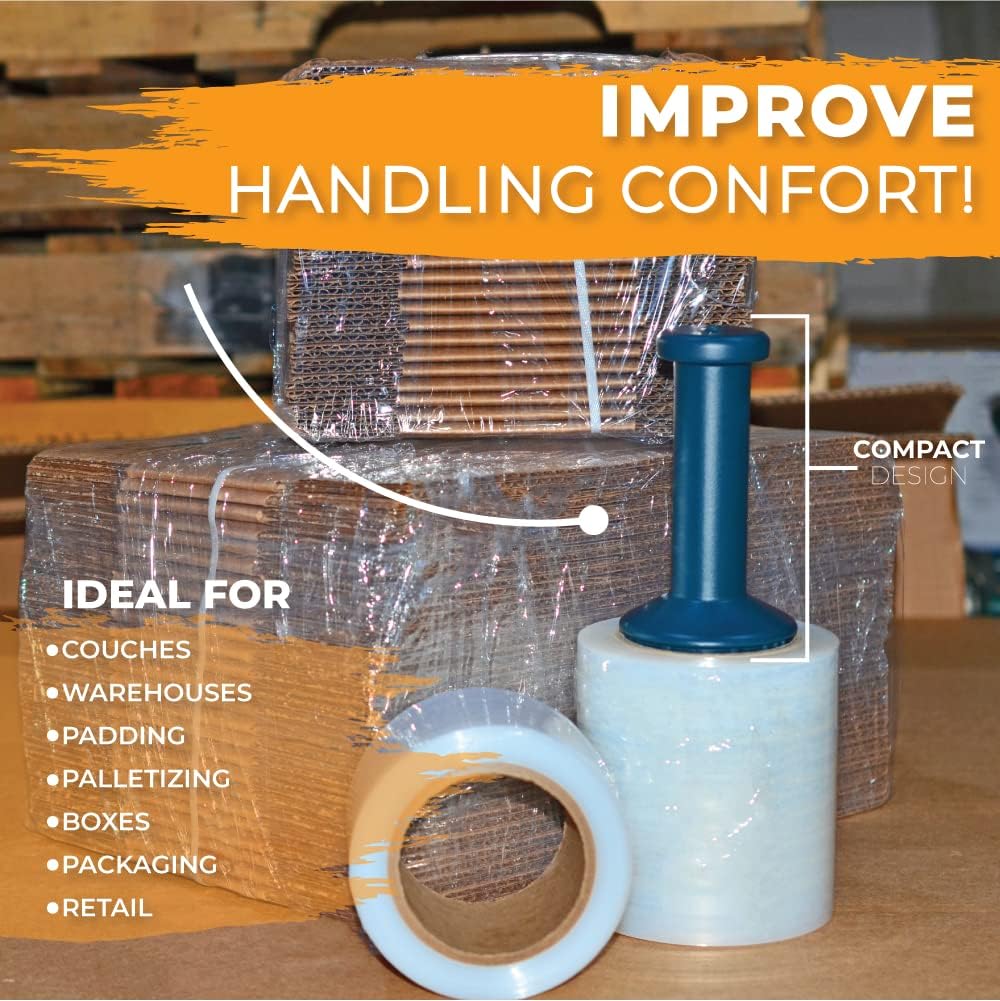 WOD SFD5 Industrial Mini Hand Stretch Wrap Film Plastic Dispenser - Used for Storage Moving, Pallet Wrap, Packaging, Wrapping: Fits 3 in Core (Pack of 5)