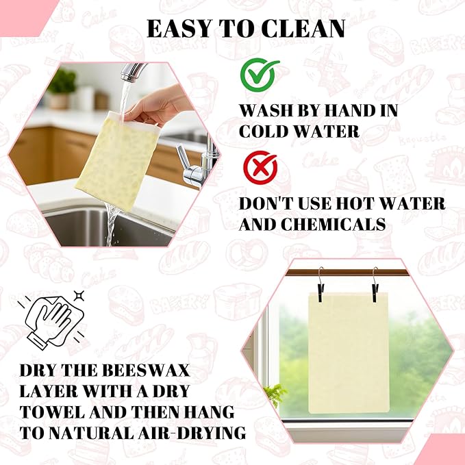 1 PCS Beeswax Bread Bags - 17x13 Inch Reusable Bread Storage Bags,Bees Wax Lined Bread Bags for Home Cooks fresh bread storage Easy Clean (Pink Floral)