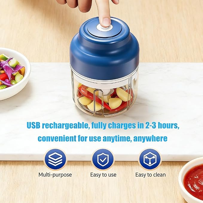 2026 Upgraded Electric Mini Garlic Chopper - Portable USB Rechargeable Food Processor, Cordless Small Vegetable Mincer & Grinder for Garlic, Onion, Ginger, Chili (Green)