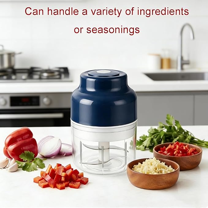 2026 Upgraded Electric Mini Garlic Chopper - Portable USB Rechargeable Food Processor, Cordless Small Vegetable Mincer & Grinder for Garlic, Onion, Ginger, Chili (Green)