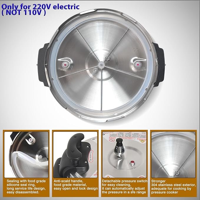 Kolice Commercial 220Volts 33L Pressure Cooker, 220Volts Multi Cooker Pressue Canner With Non-stick Inner Pot, 33L (35 QT), 3000W, For Hotel Restaurant Kitchen and only for 220V electric (NOT 110V)