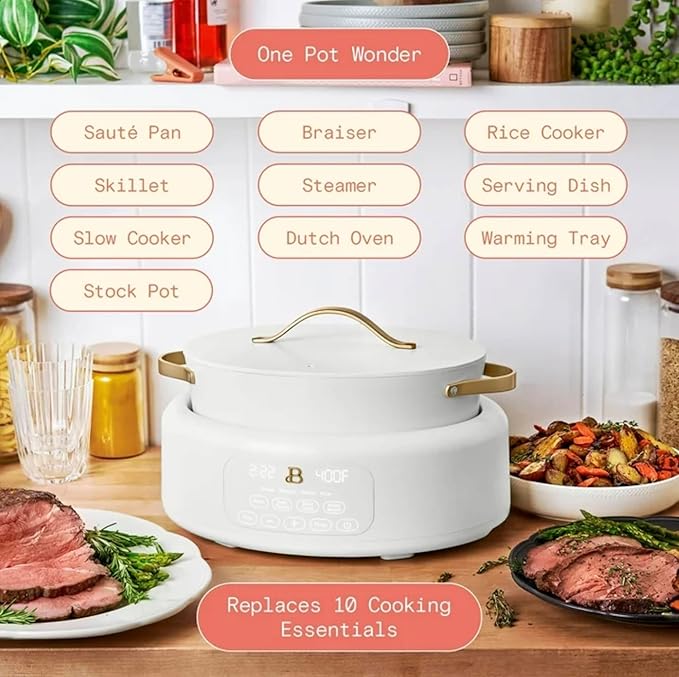 10 in 1 6 Qt Electric Multi-Cooker White Icing by Drew Barrymore
