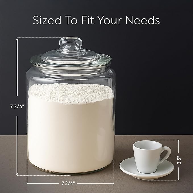 Restaurantware Glass Storage Containers - 1 Count 6 Liter Airtight Kitchen Canisters - Pantry Jars With Lids For Food - Clear Crystal Glass