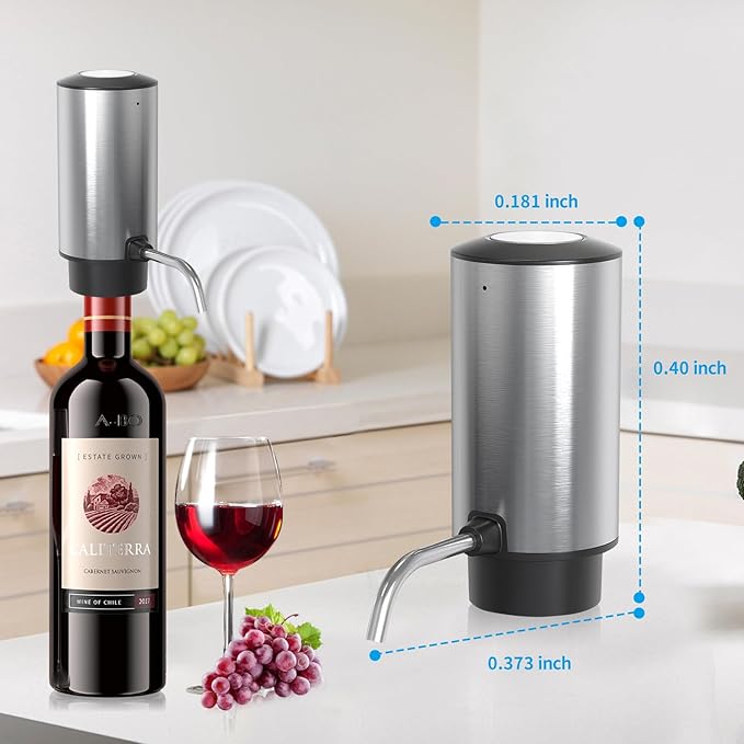 Wine Aerator Electric Wine Decanter Automatic Wine Aerator, Wine Dispenser Wine pourer with Rechargeable for Christmas, parties, weddings, dates (Silver)