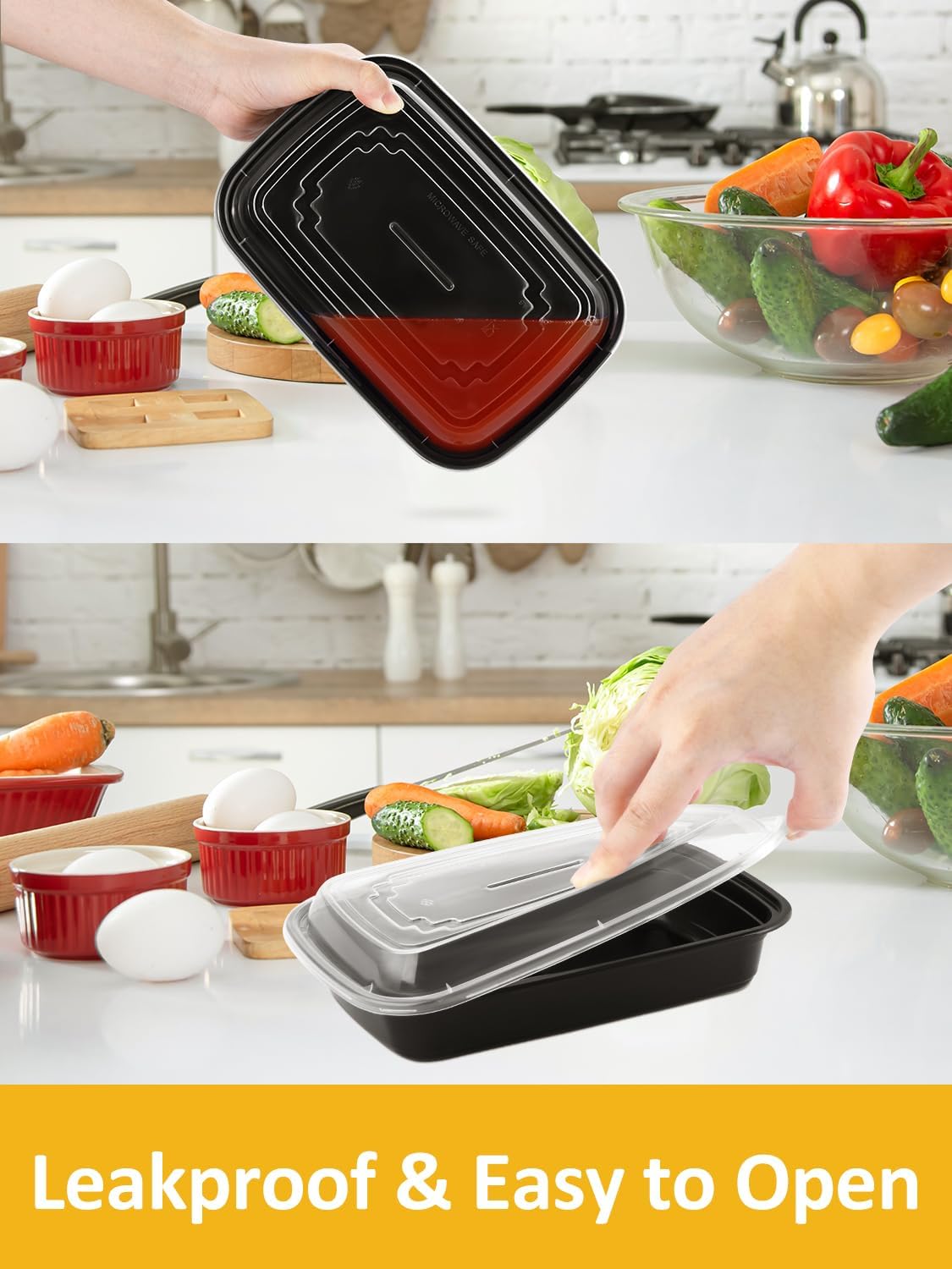 60 Sets 28oz Meal Prep Container - Reusable Plastic Food Storage Containers with Lids, Fits Microwave, Freezer and Dishwasher Safe